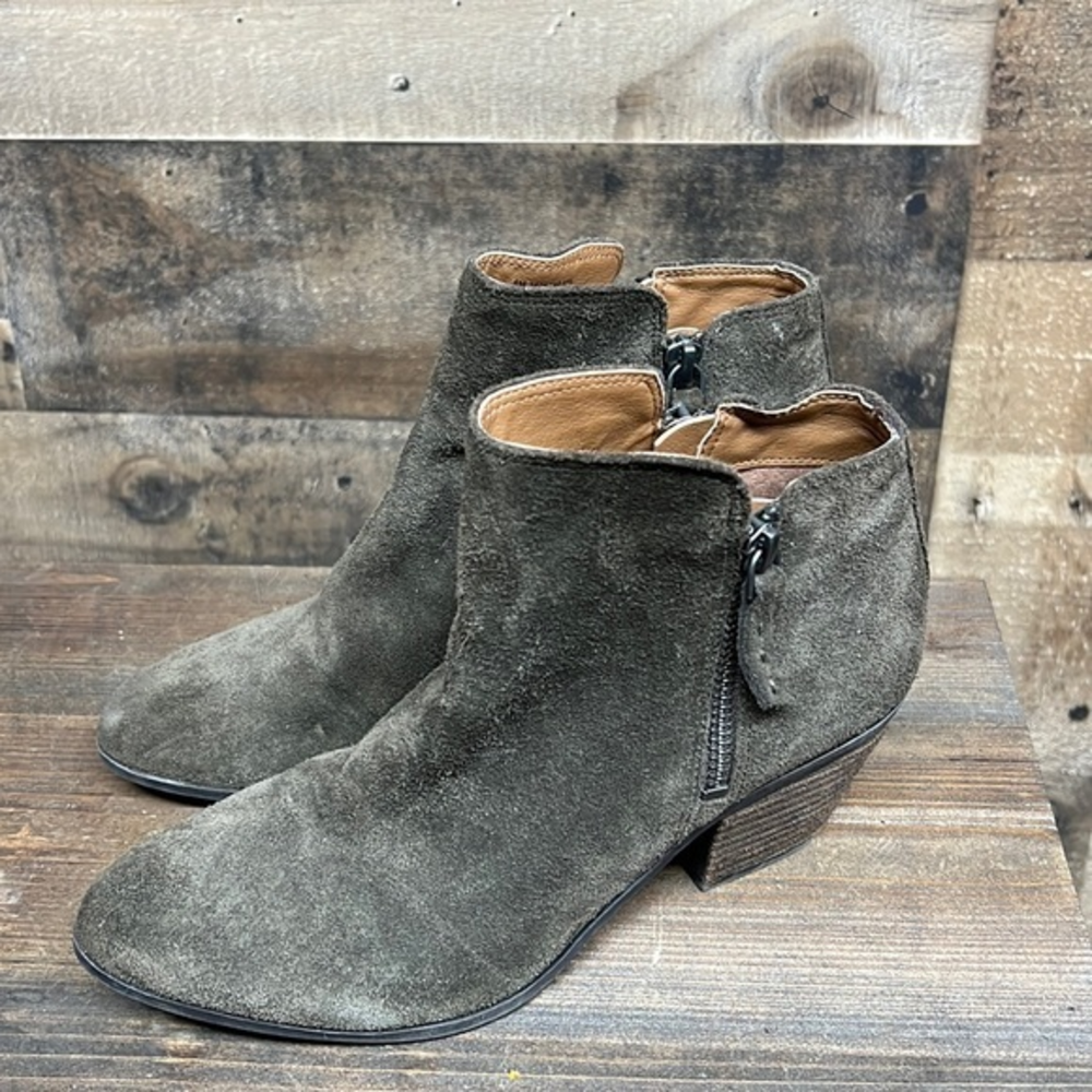 FRYE & CO Judith Olive Brown Military Double Zip Ankle Booties Women's Size 6